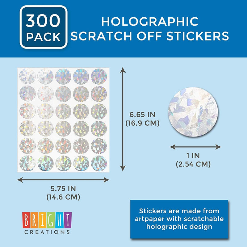 Bright Creations Holographic Scratch Off Stickers (300 Pack,1 in.)
