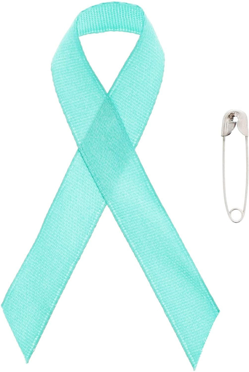 Bright Creations Cancer Awareness Ribbons with Pins, Teal, 250 Pack