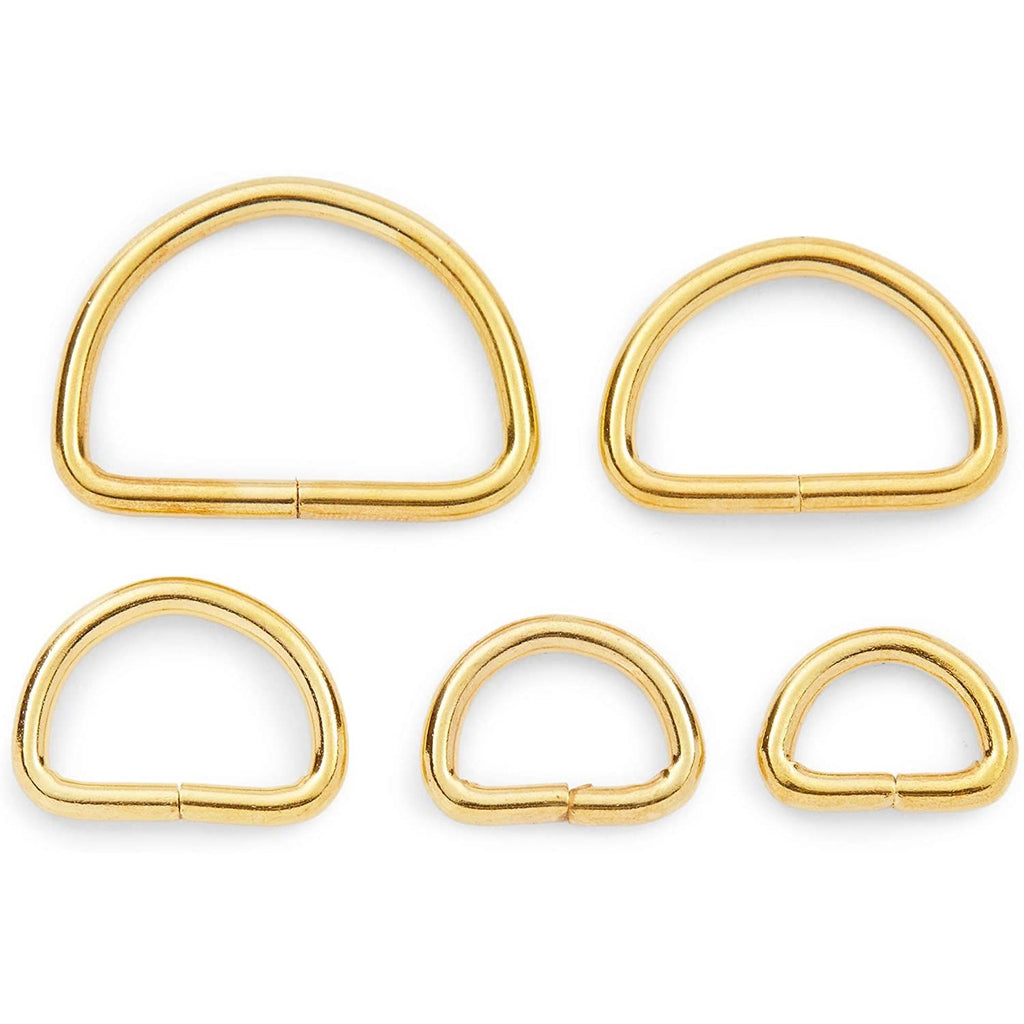 Metal D Ring Set, Multi-Purpose for Sewing, DIY Crafts (Gold, 5 Sizes, 150 Pieces)