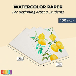 Cold Press Watercolor Paper for Artists and Beginners (9 x 12 in, 100 Sheets)