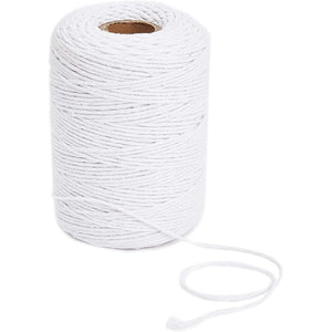 2mm White Cotton String for Crafts, Gift Wrapping, Macrame (218 Yards)