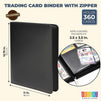 Card Binder with Zipper - 9 Pockets Trading Cards Album Folder - 360 Side Loading Pockets (Black)