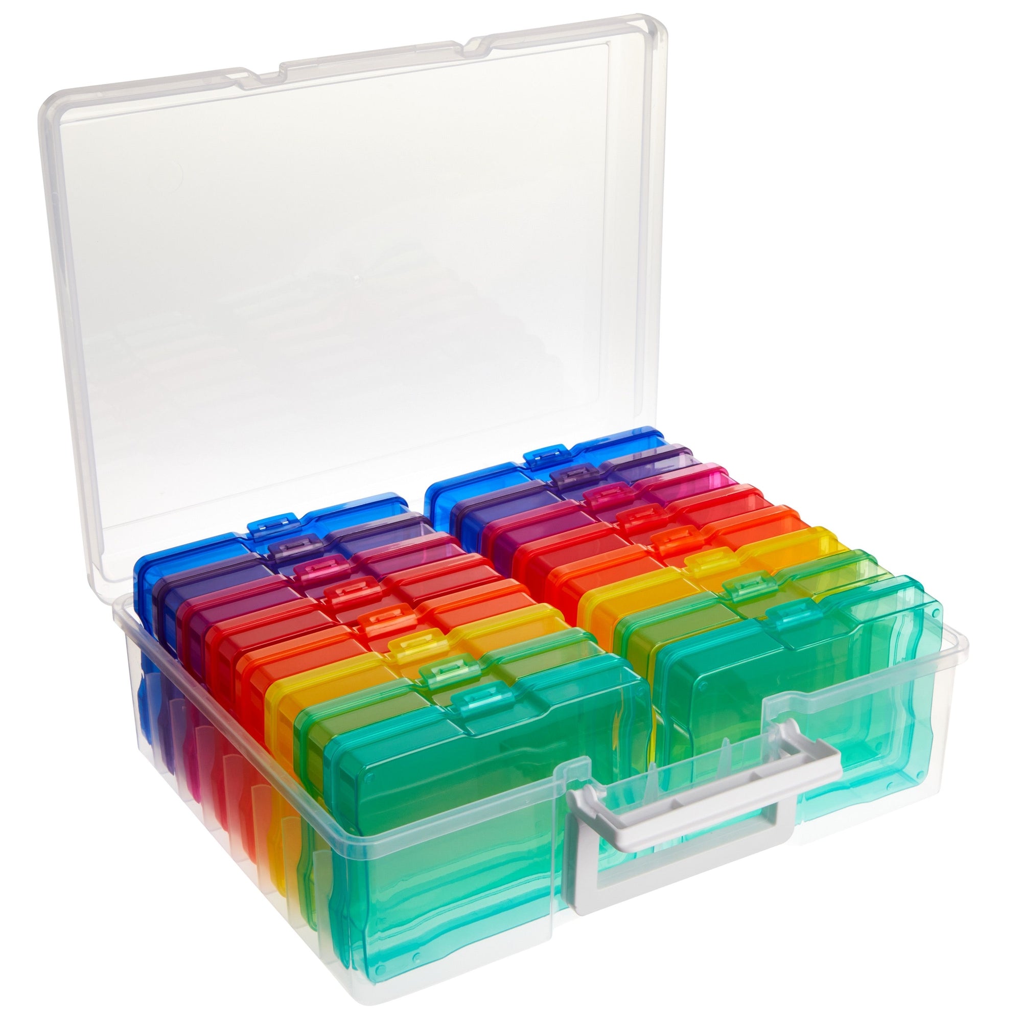 24 Clear Photo Storage Boxes for 4x6 Pictures with 40 Blank Labels (64  Pieces)