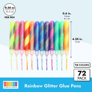100 Pack Glitter Glue Pens for Crafts, 0.35 Oz Rainbow Glue Stick Set, 20  Colors