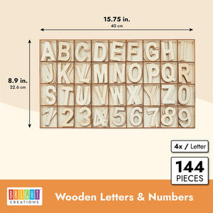 Unfinished Wooden Letters and Numbers, Storage Tray, 2 Inch Alphabet (144 Pieces)