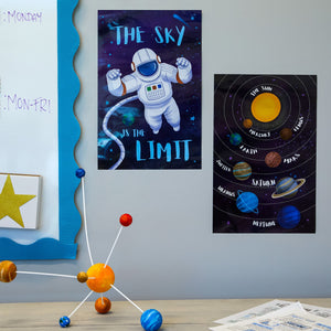 12 Pack Outer Space Posters for Classroom Decor, Kids Room Decorations, Inspirational Quotes (11 x 17 in)