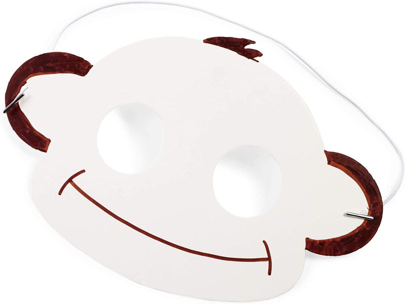 Bright Creations 3.8" x 5.9" Blank DIY Paper Monkey Mask with Elastic Band for Kids Costume Party (48 Pack, White)