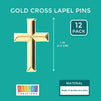 Gold Cross Lapel Pins, Enamel Pin Set (1 in, 12 Pack)