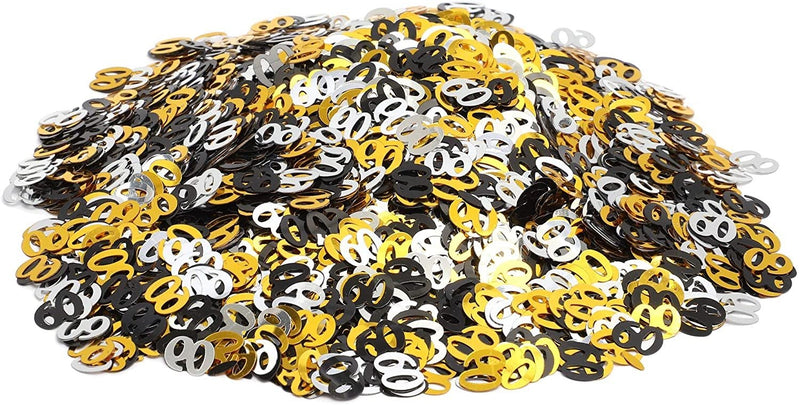 7oz 60th Birthday Number Confetti for Table, Silver Gold Black, Anniversary Party Supplies Favors Decorations