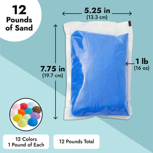 12 Pack Colored Sand for Crafts - Individual 1lb Colored Sand For Kids, DIY Wedding Decorations, Vase Fillers (12 lb Total, 12 Colors)