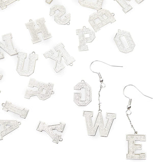 Silver Alphabet Charms for Jewelry Making, Letter Pendants (26 Pieces)