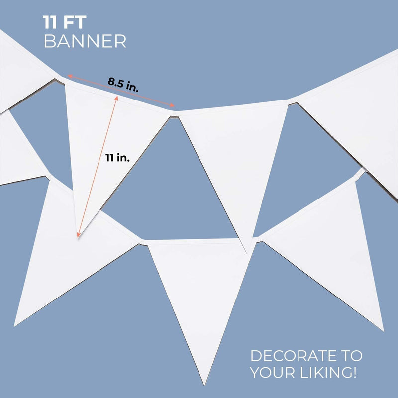 Blank Banner Flags for Parties and DIY Crafts (11 Feet)