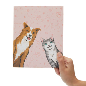 4 Pack Cat and Dog Veterinarian Journal with Paw Prints, Lined Pink/Blue Notebooks for Veterinary Gifts (6.75 x 8.25 In)
