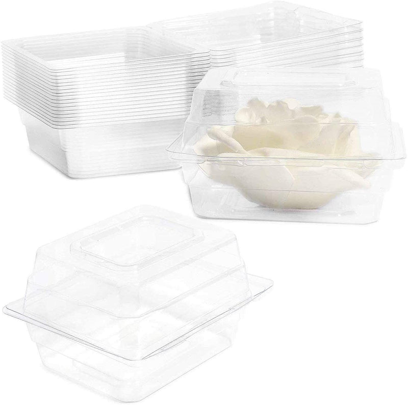 20-Pack Corsage Plastic Box for Flowers - Clear Boutonniere Box Wedding Craft Container (4.9x4.1x3 inch)