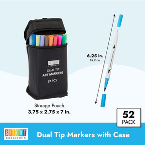 52 Pieces Dual Tip Alcohol Markers Set with Case for Kids Art and Adult Coloring with carrying pouch