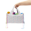 Portable Knit Tote Bag, Crochet Knitting Yarn Storage with Pockets (Geometric, 16.5 In)