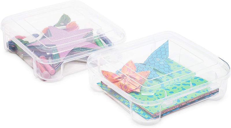Stackable Plastic Craft Storage Containers for Origami Paper (2 Pack)