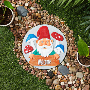 11-Piece 10-Inch Paint-Your-Own Garden Gnome Stepping Stone Kit with 1 Garden Gnome Stone, 8 Paint Pots with 10ml Acrylic Paint Each, and 2 Paint Brushes for Yard Walkway Decorations