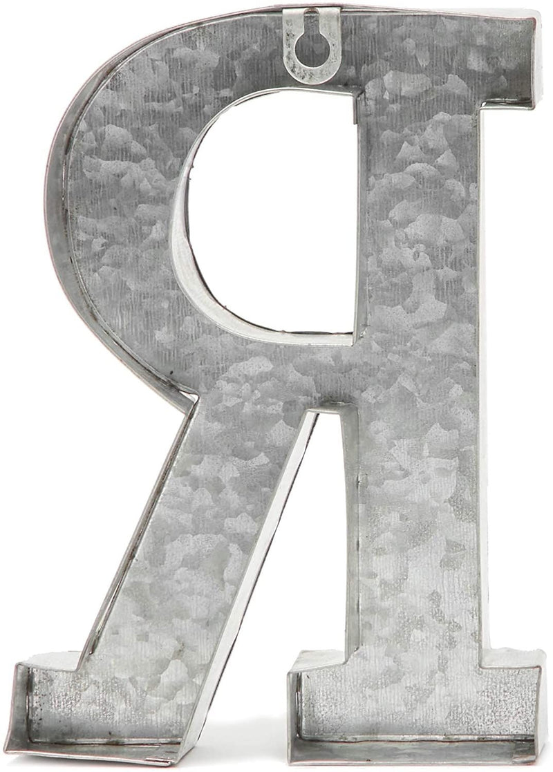 Bright Creations Rustic Letter Wall Decor - Galvanized Metal 3D Letter R Decor