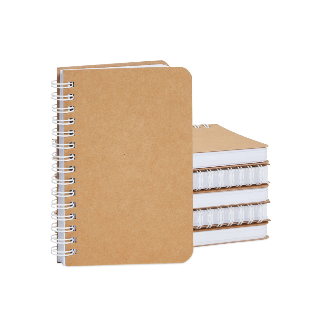 Mini Kraft Notebooks, Unlined A6 Spiral 90-Sheet Plain Journal (3.5x5.5 In, 6 Pack)