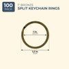 100 Count Brass Key Chain Rings Heavy Duty for Crafts, Home, Car Keys, DIY Projects (1.2 In)