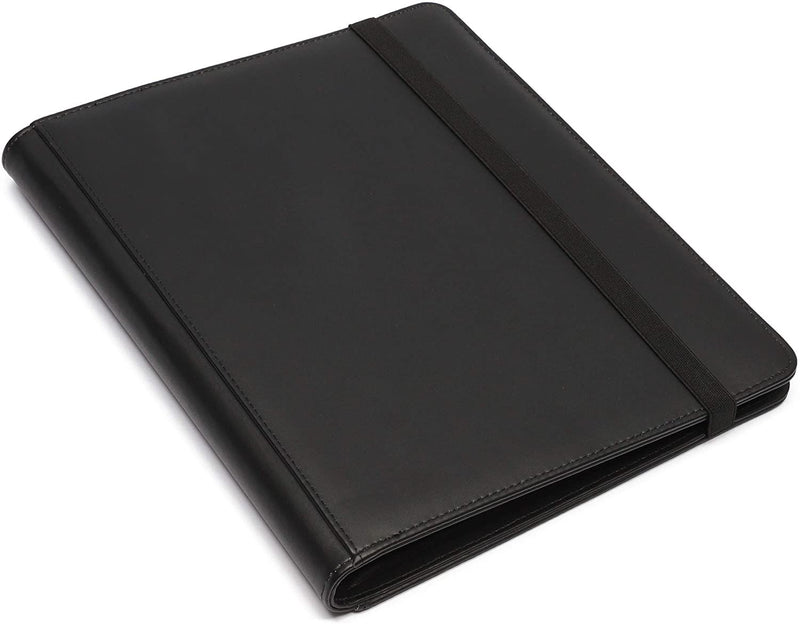Bright Creations Card Binder with Elastic Strap - 9 Pockets Trading Cards Album Folder - 360 Side Loading Pockets (Black)