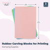 3 Pack Rubber Carving Blocks for Printing, Stamping Carving Supplies, 3 Colors, 4 x 6 x 0.3 in.