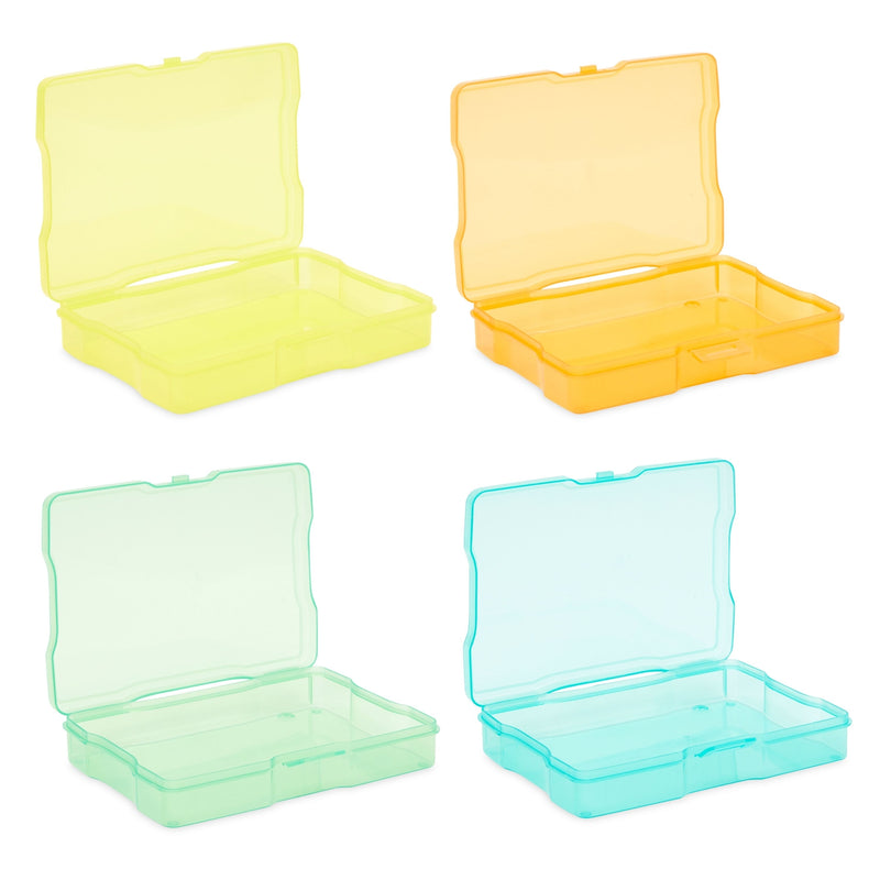 Rainbow Photo Storage Boxes for 4x6 Inch Pictures with 20 Blank Labels (10 Pack)