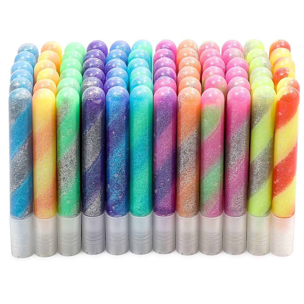 Glitter Glue Gel Pens for Kids, Bulk Set, 12 Rainbow Swirl Colors