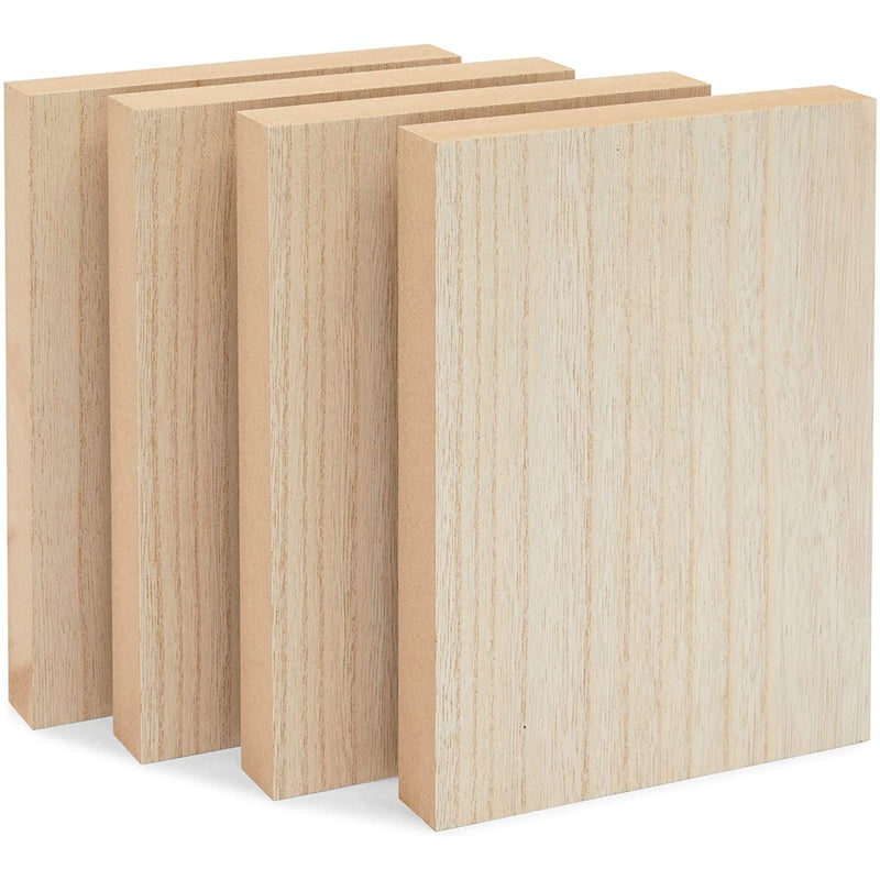 Unfinished Wood Blocks for Crafts, Painting, Wood Burning (6 x 8 x 1 in, 4 Pack)