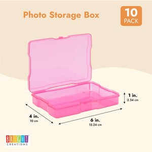 Rainbow Photo Storage Boxes for 4x6 Inch Pictures with 20 Blank Labels (10 Pack)
