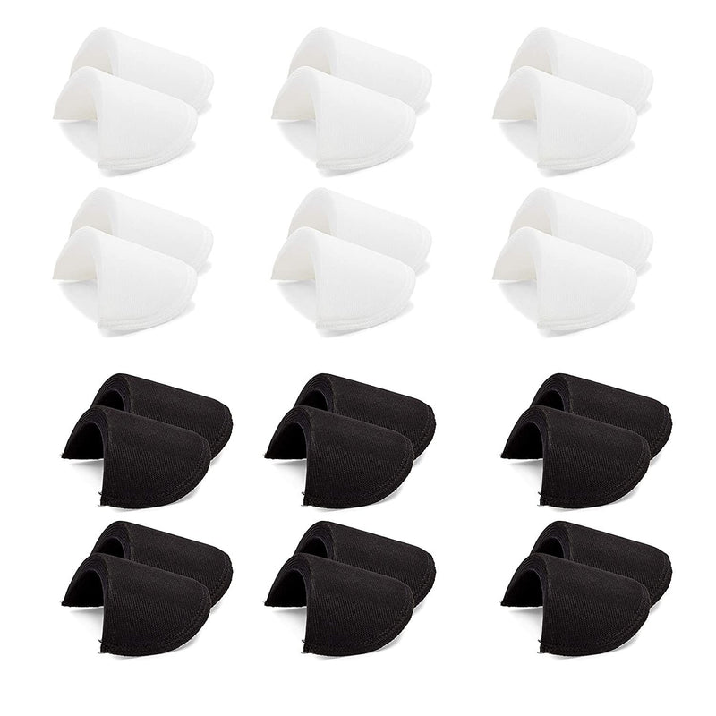 Foam Shoulder Pads Set for Kids, Teens, Sewing Supplies (Black, White, 12 Pairs)