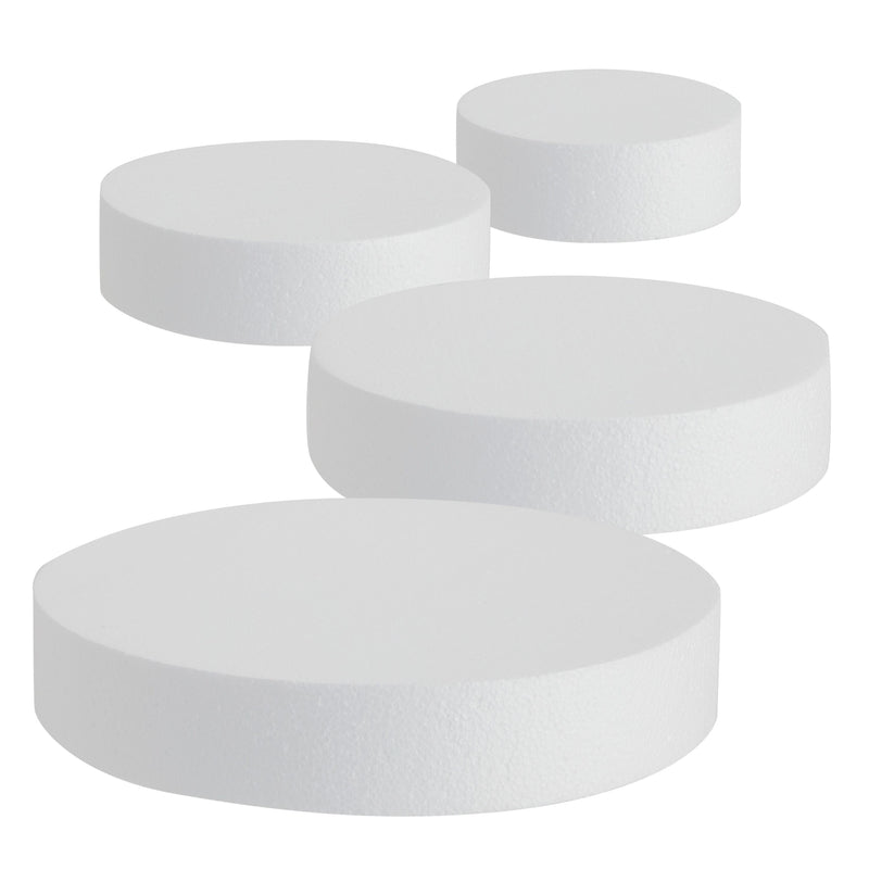 4-Pcs Round Foam Cake Dummies Tiered Set - 10" Tall Fake Wedding Cake Dummy for Display, Decorating (White, 6, 8, 10, and 12 inch)