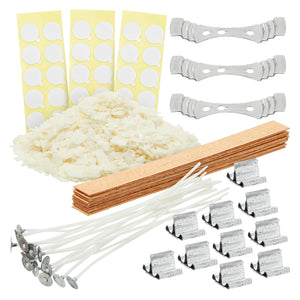 79 Piece Palm Wax Candle Making Kit, DIY Supplies with Iron Stands, Wood and Cotton Wicks, Centering Bars, Adhesive Stickers (2.5 lbs)