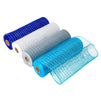 4-Pack Deco Mesh Ribbon Rolls, 10 in x 30 ft Craft Mesh for Wreaths, Centerpieces, Decorations, Metallic Poly Burlap Mesh 10 inches in Blue, Silver, White, and Royal Blue (10 yd)