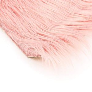 Pink Faux Fur Fabric Square Patches for Crafts, Sewing, Costumes, Seat Pads (10 x 10 in, 2 Pack)