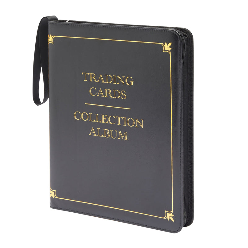 9 Pocket Leather 3 Ring Trading Card Binder for Baseball, Gaming, and Sports Cards, 20 Pages, Hold 360 Cards (14 x 11 In)