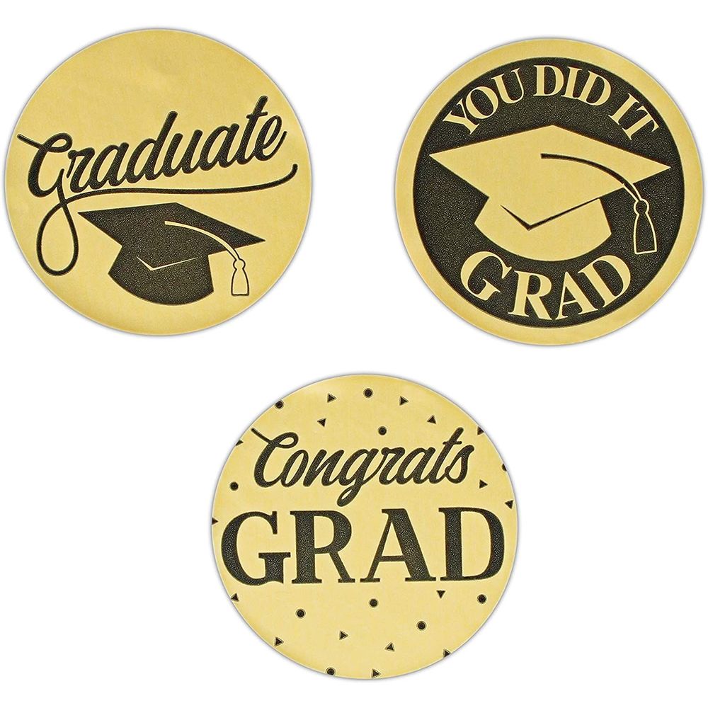 Graduation Stickers for Envelopes, Self Adhesive Gold Decals (1.5 in, 500 Pack)