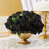 60 Pack Fake Artificial Black Flowers Bulk, Foam Roses Faux Bouquet with Stems and Leaf for Crafts and Wedding Decoration, 3 in