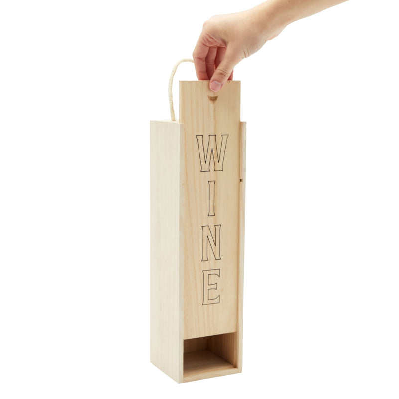 2 Pack Wooden Wine Crate with Handle, Paulownia Wood Gift Boxes with Sliding Lid for Housewarming Party