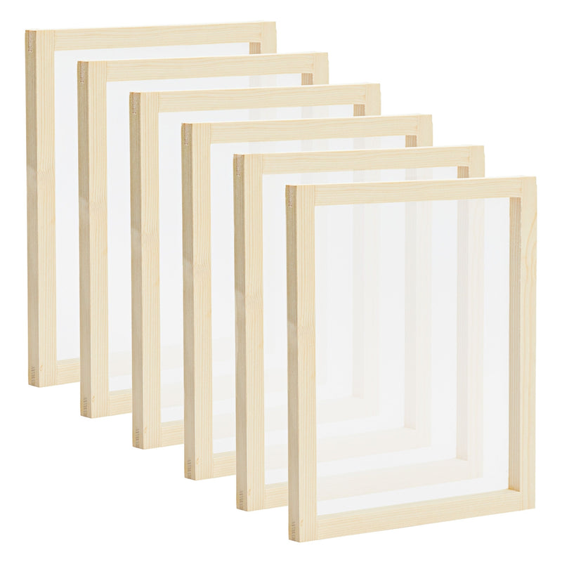 6 Pack Wood Silk Screen Printing Frame Kit for Beginners and Kids, 10x12 Wood Frame, 110 White Mesh