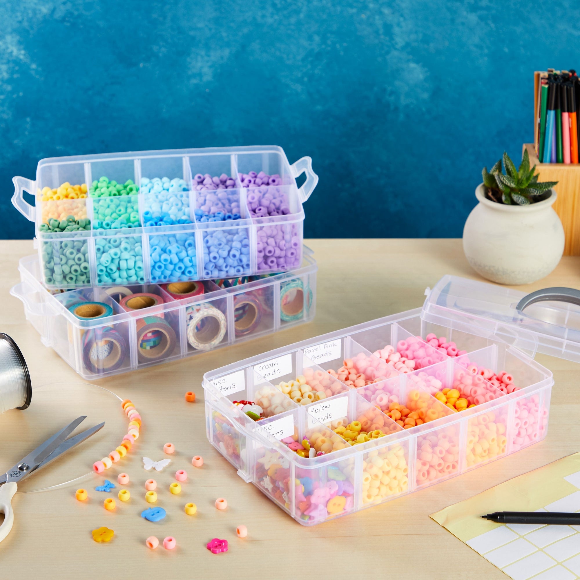 3-Tier Plastic Craft Storage Containers with 30 Compartments, 40