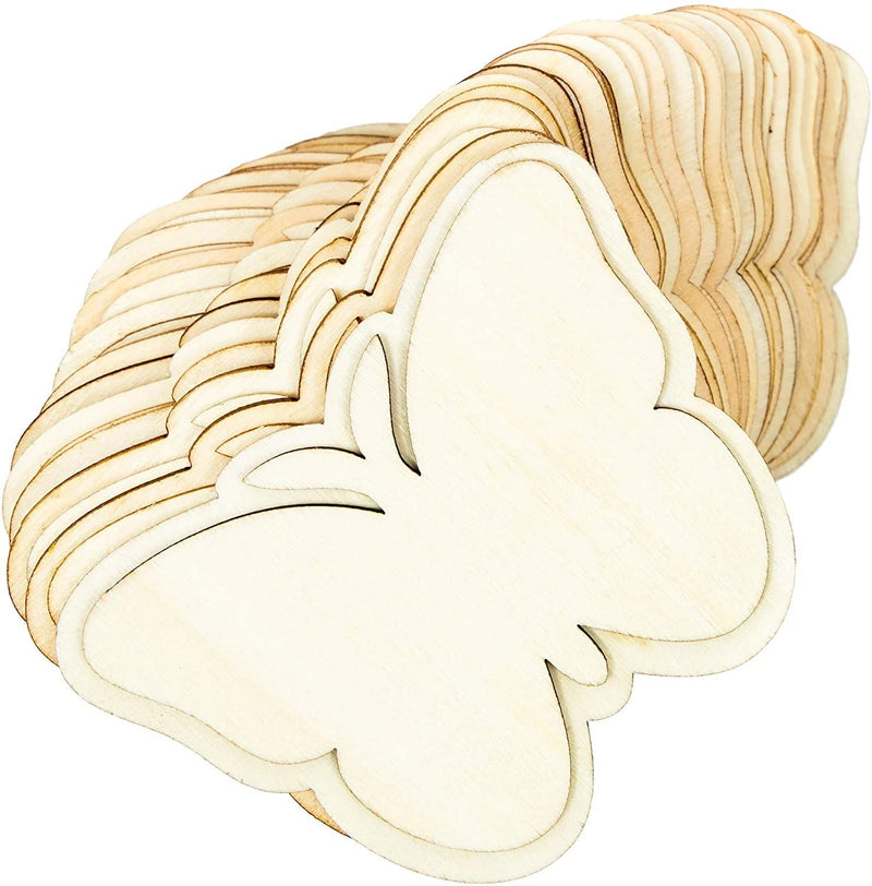 Wood Cutouts for Crafts, Wooden Butterfly (3.7 x 2.7 in, 24-Pack)