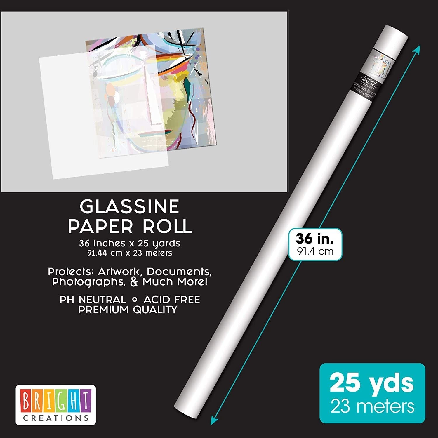 Bright Creations Glassine Paper Roll for Artwork, Transparent Paper for Crafts and Baked Goods, Classroom Supplies (17.5 Inches x 25 Yards)