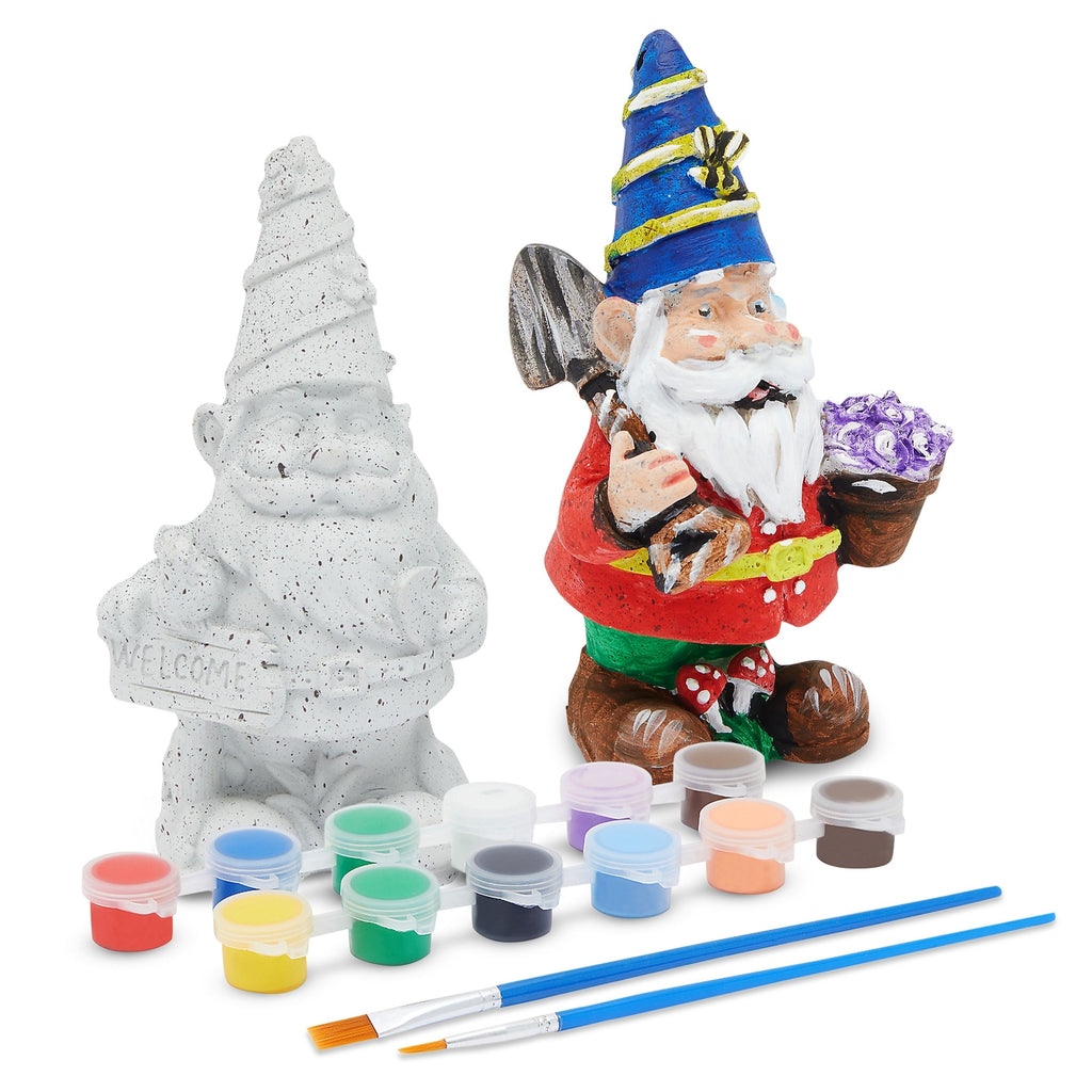 Gnomes Ceramic Painting Kit for Kids Adults and Teens with 3ml Paint Pod Strips, 2 Brushes, 2 Ready-To-Paint Ceramics