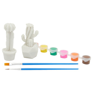 Kids Paint Your Own Ceramic Cactus Succulents Kit with Pods, Brushes, Figurines (10 Pieces)