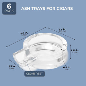 Juvale Glass Ash Trays for Cigars (6 Pack) 3.5 x 4.5 x 1 Inches, Clear