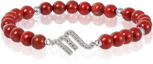Zodiac Scorpio Bracelet with Red Jasper Stone Beads with Constellation Symbol for Women Girls, Birthday Gifts for Friends, One Size