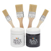 2 Pack White and Black Gesso for Acrylic Painting with 4 Paint Brushes (250ml Per Bottle, 3 x 4 In)