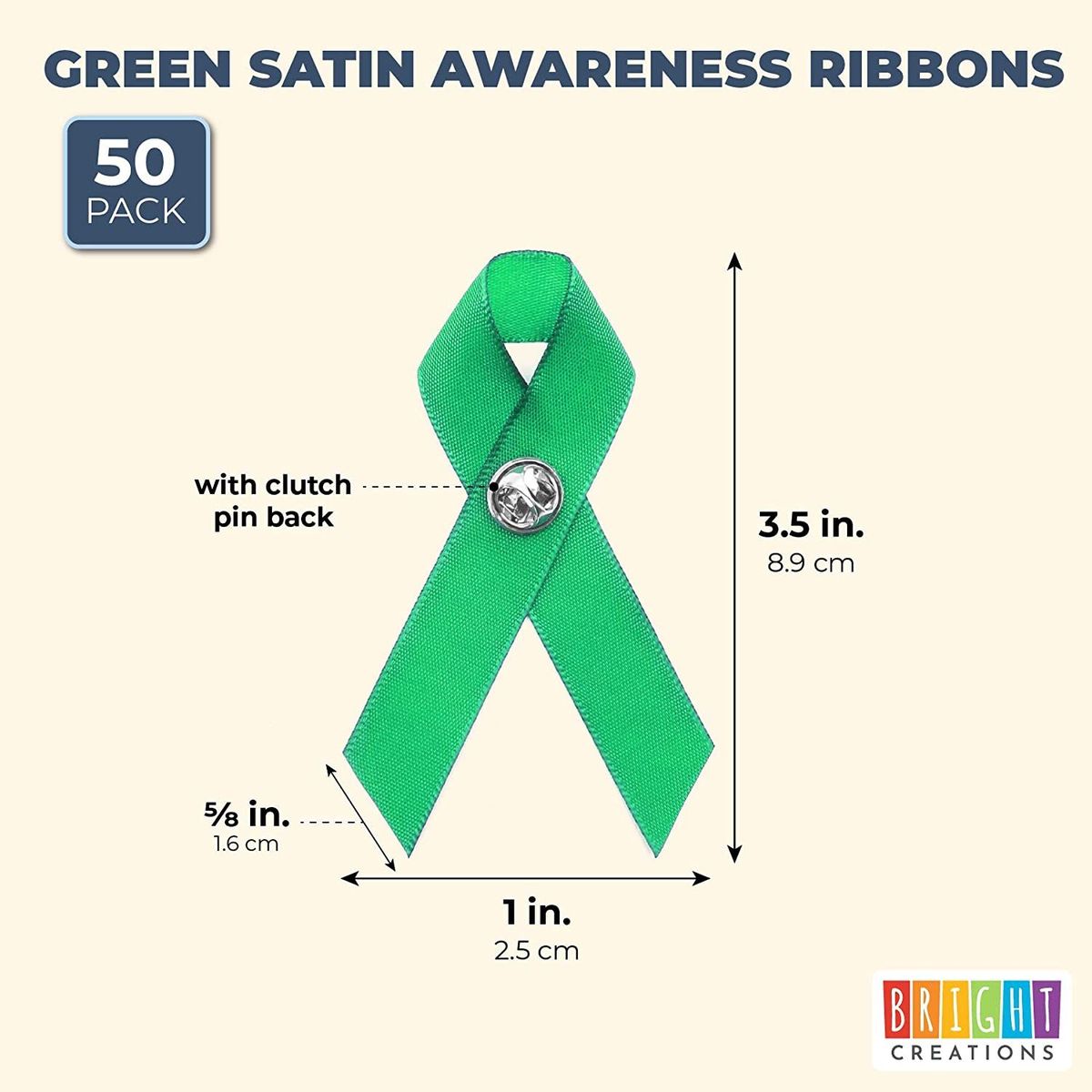 Green Fabric Awareness Ribbons - 250 ribbons / bag